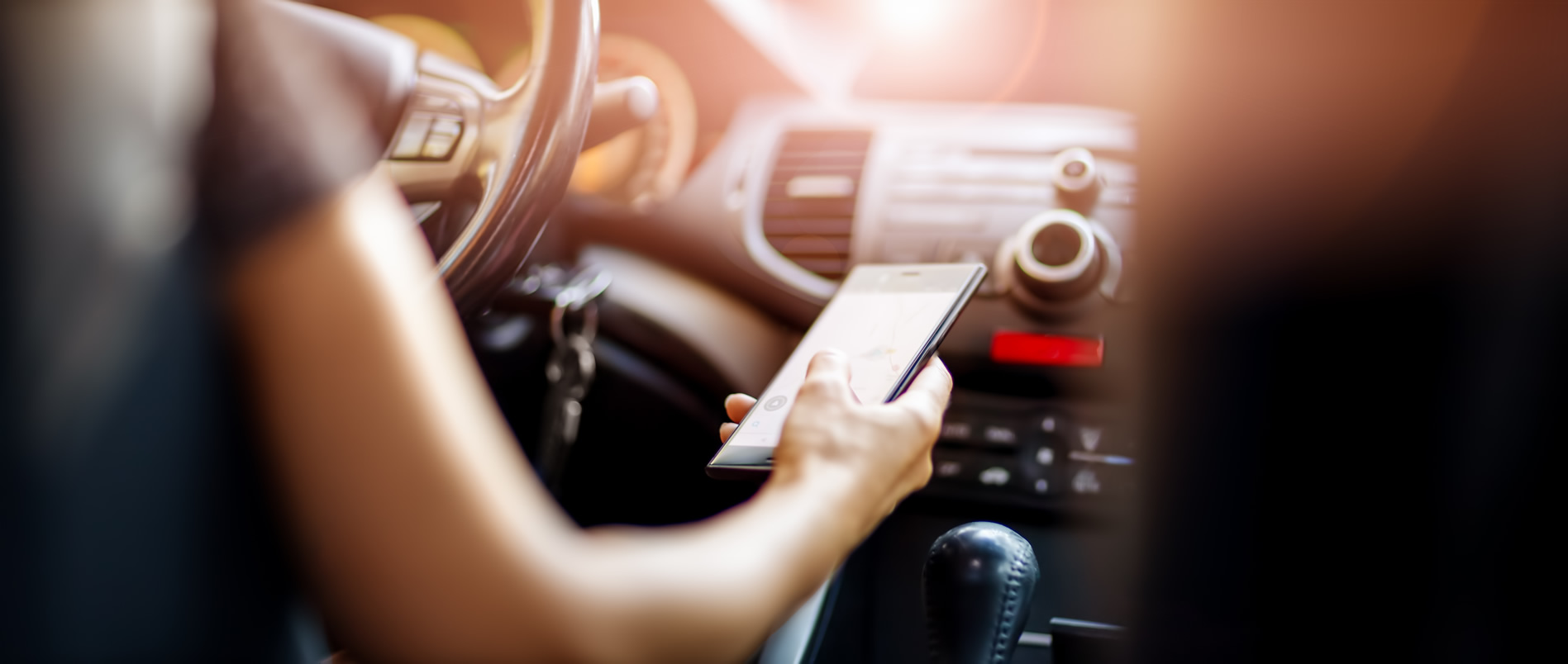 Driver texting while behind the wheel