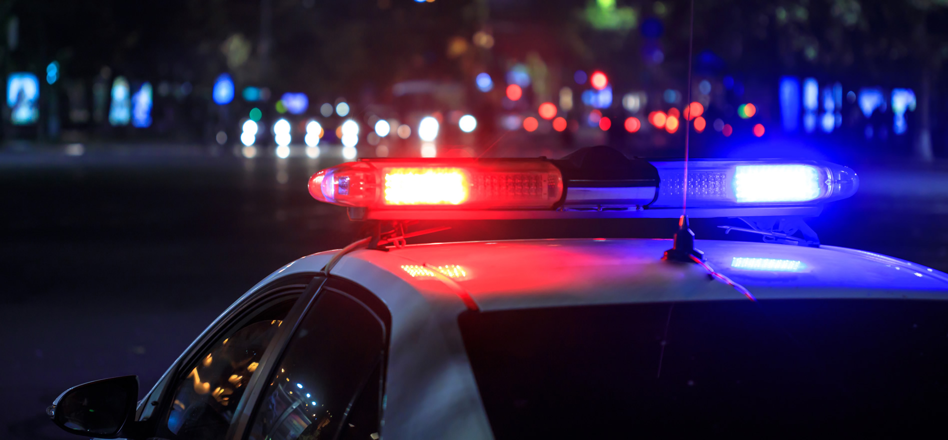 Police car with flashing lights